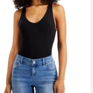 Alfani Deep V-Neck Bodysuit Classic Black XXL